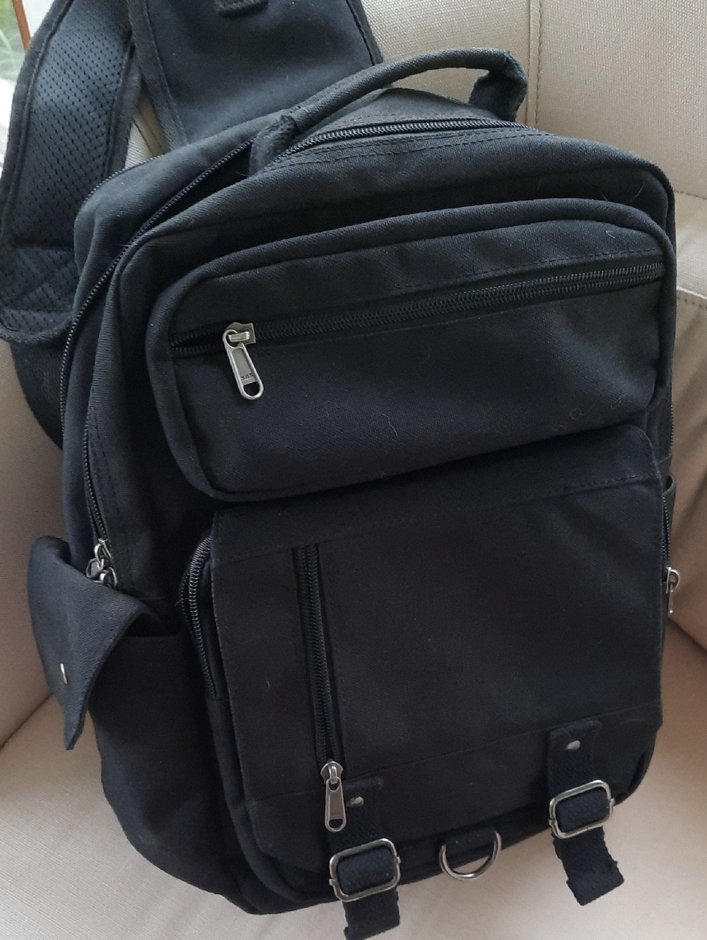 Black Men's Multi-Pocket Sling Bag - Unbranded